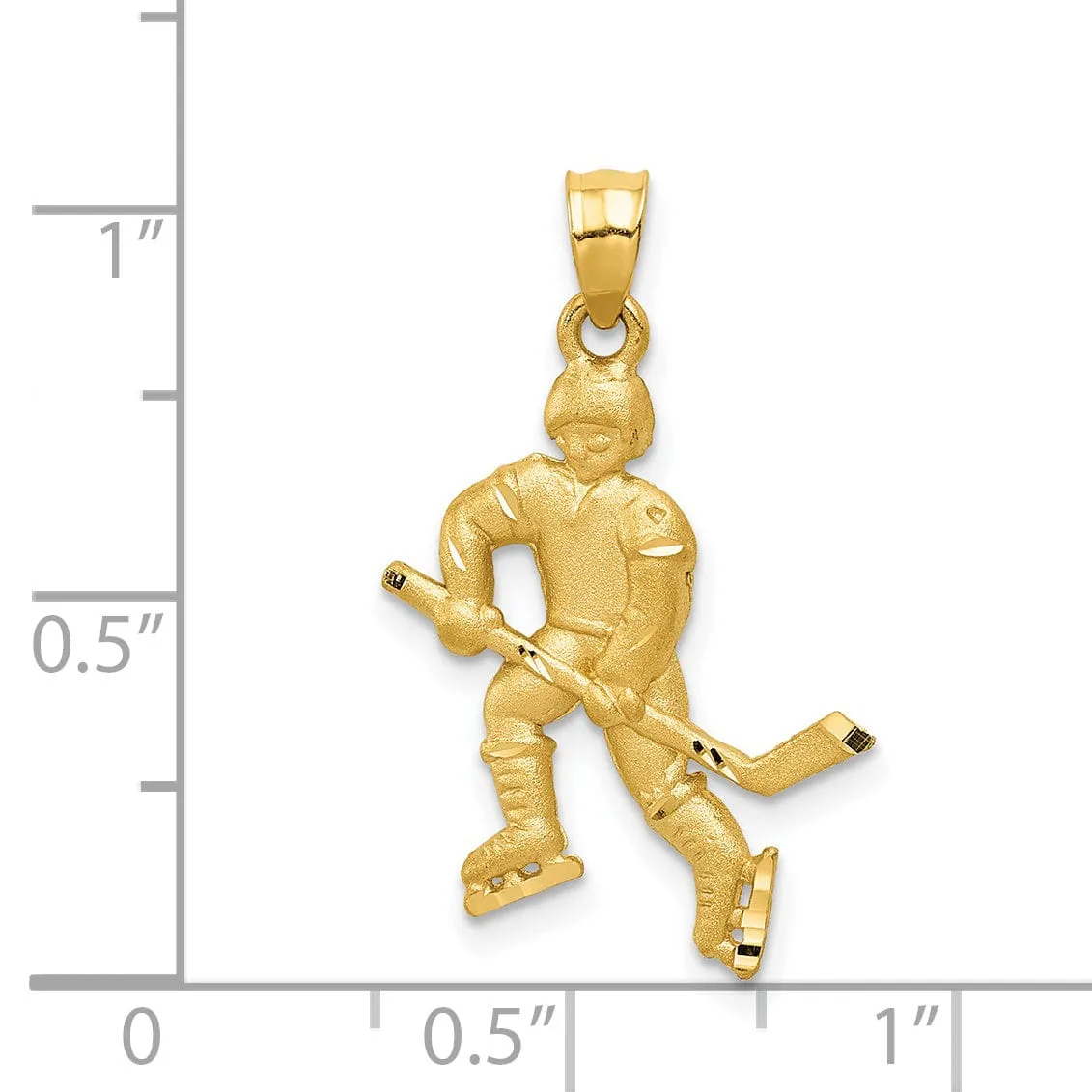 14k Yellow Gold Hockey Player Charm Pendant