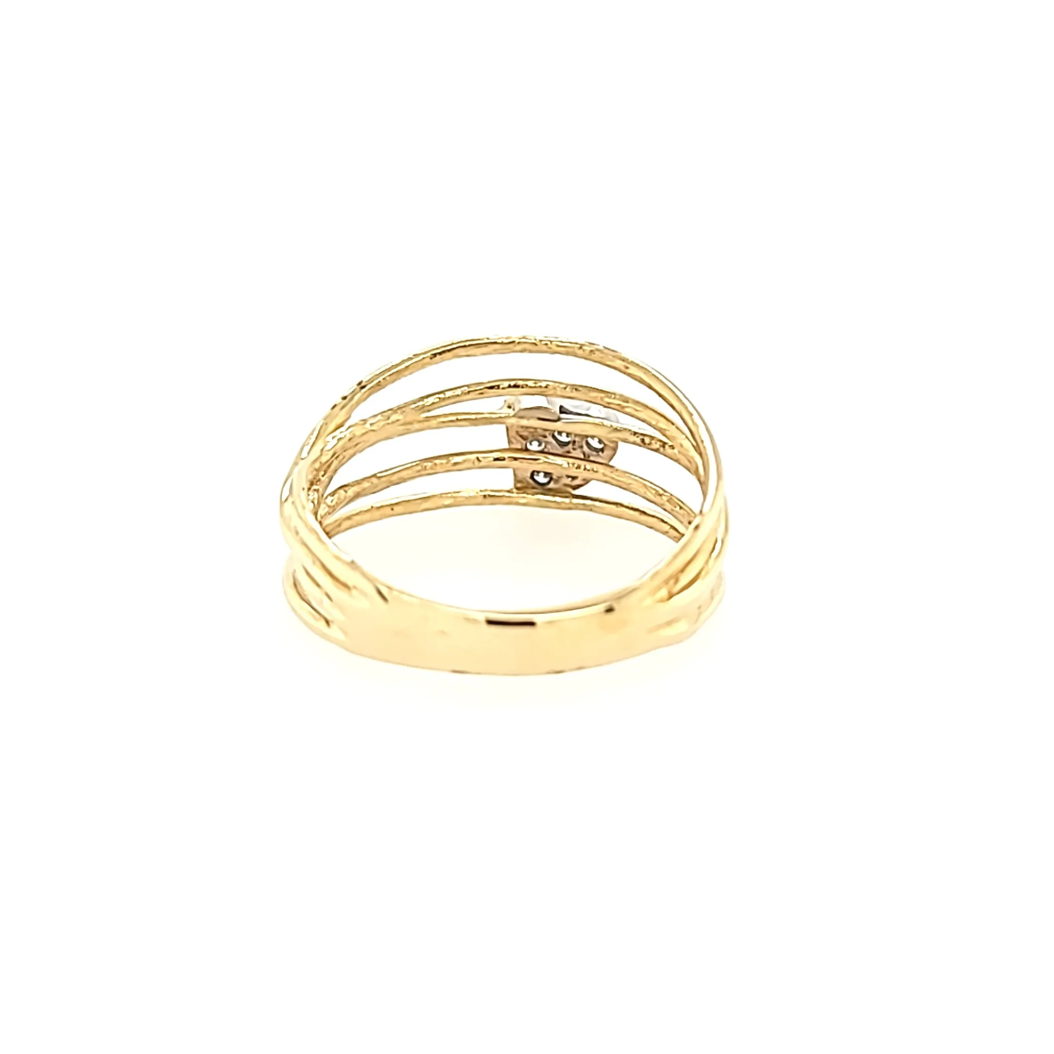 14k Yellow Gold Multi-Band Diamond Heart Ring (I7259)