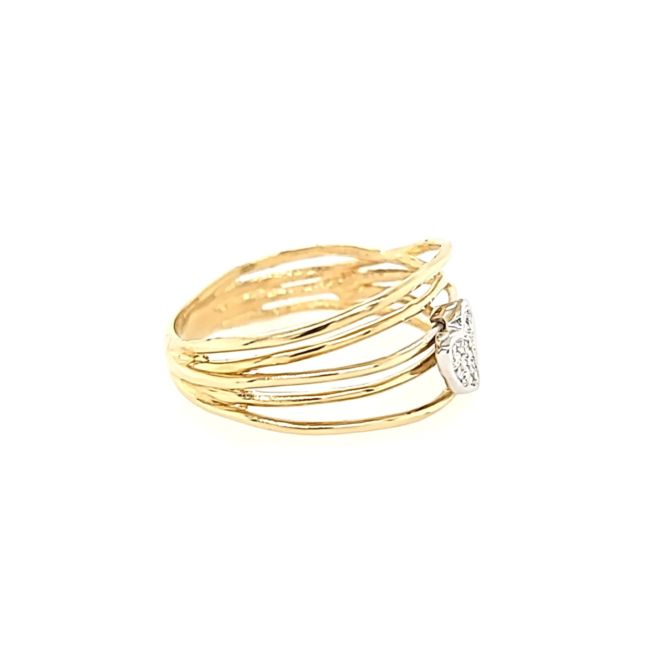 14k Yellow Gold Multi-Band Diamond Heart Ring (I7259)