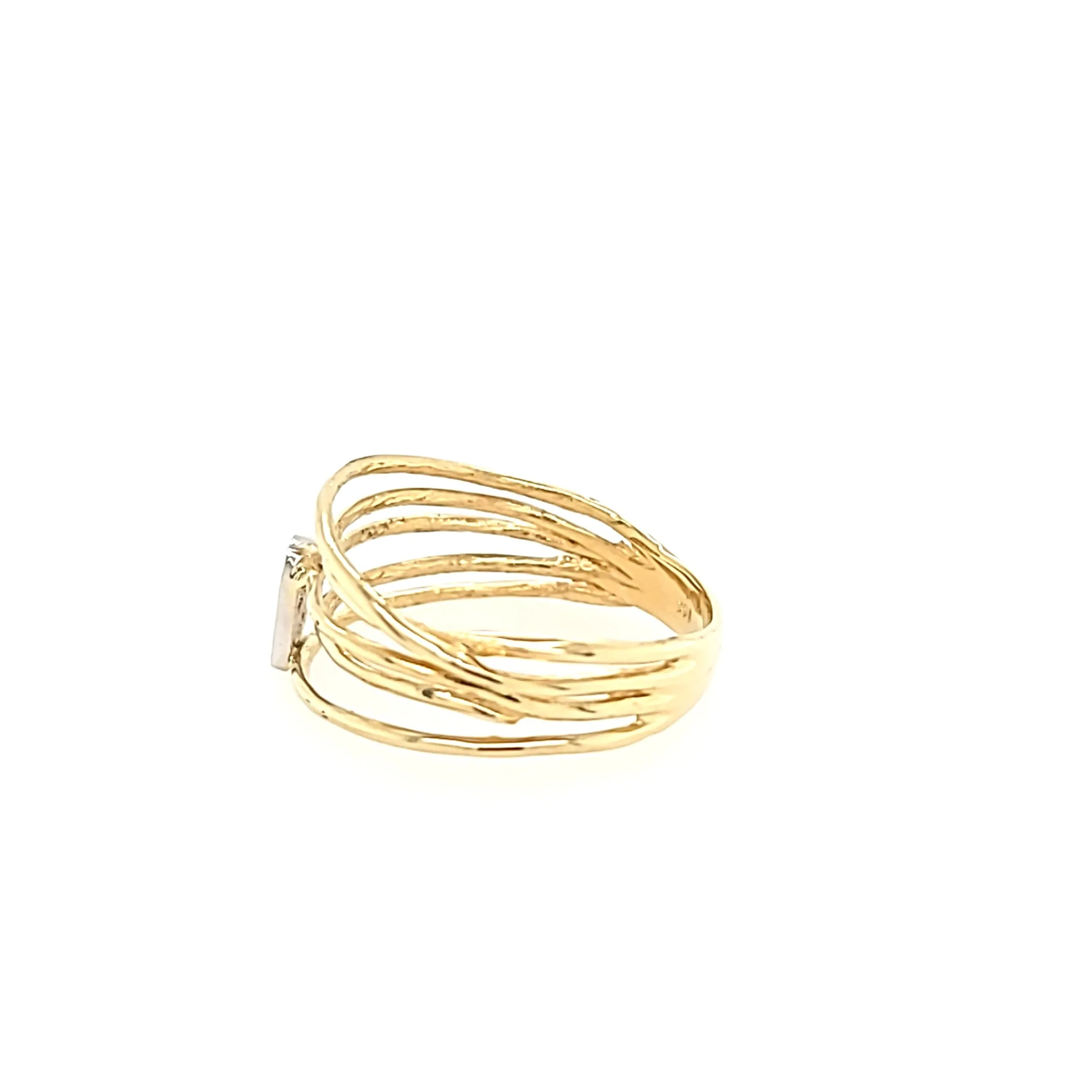 14k Yellow Gold Multi-Band Diamond Heart Ring (I7259)