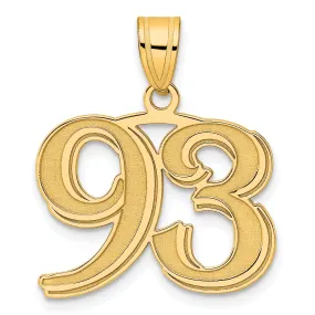 14k Yellow Gold Polished Etched Number 93 Pendant