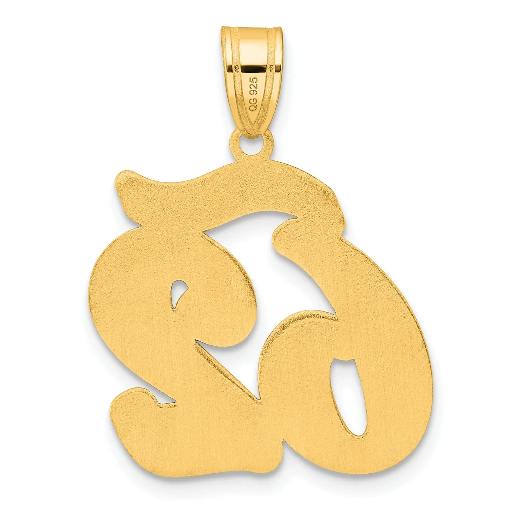 14k Yellow Gold Polished Finish Script Design Number 62 Charm Pendant