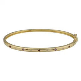 14k Yellow Gold Ruby & Amethyst Diamond Bangle