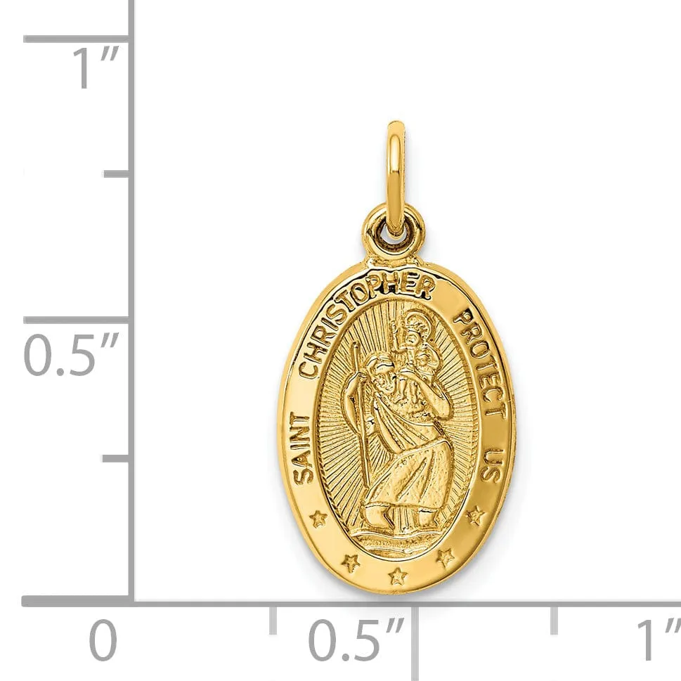 14k Yellow Gold Saint Christopher Medal Pendant