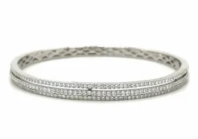 1.56ct tw Triple Row Diamond White Gold Bangle Bracelet