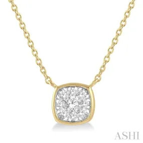 1/6 Ctw Cushion Shape Lovebright Diamond Necklace in 14K Yellow and White Gold