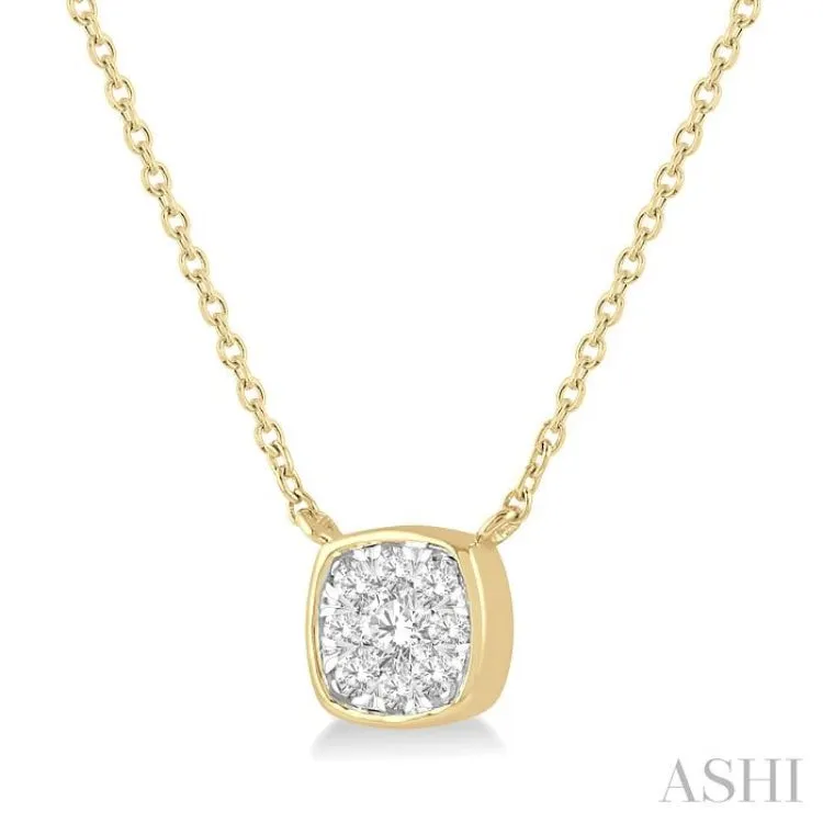 1/6 Ctw Cushion Shape Lovebright Diamond Necklace in 14K Yellow and White Gold