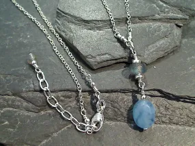 16" - 17" Blue Calcite, Labradorite, Sterling Silver Necklace