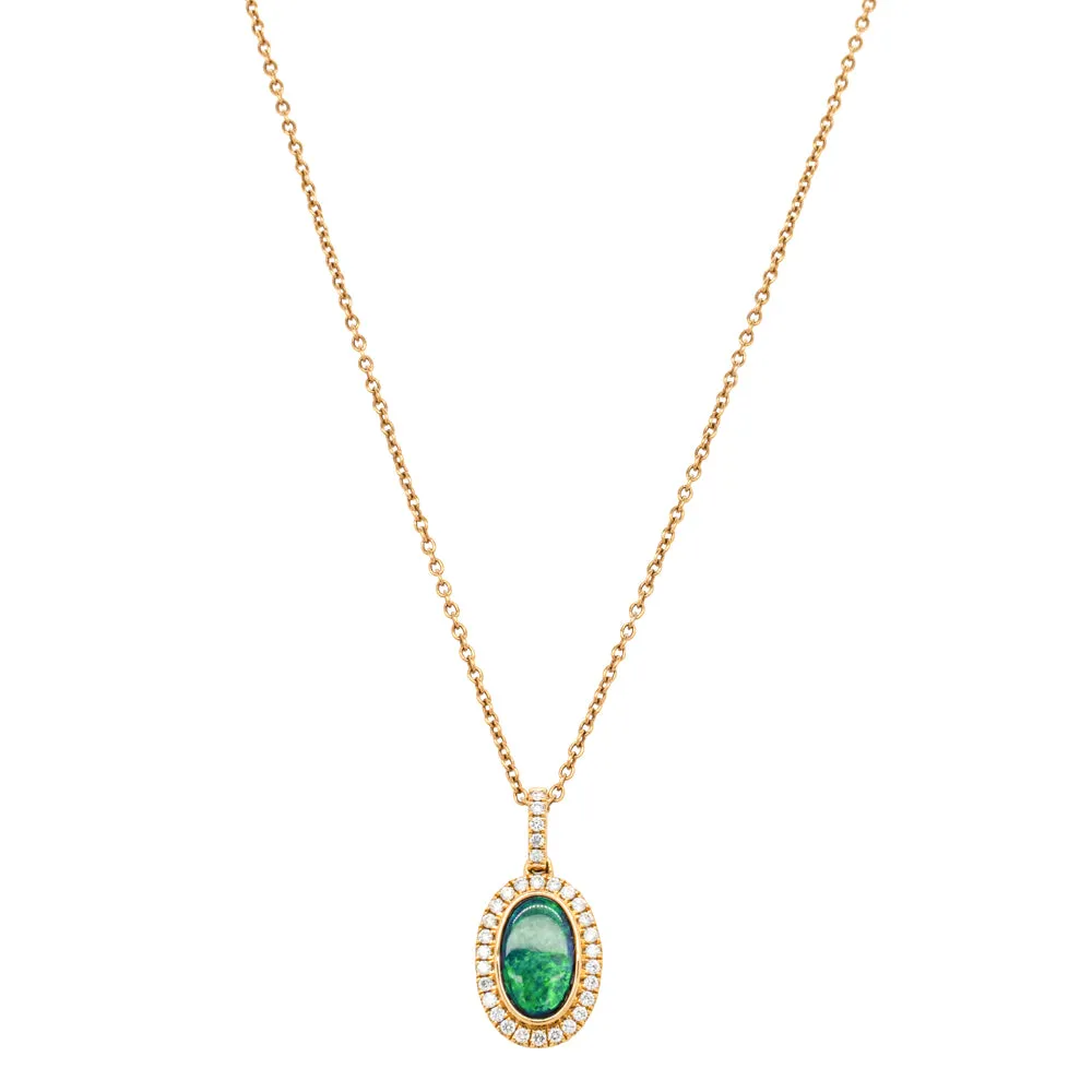 18ct Yellow Gold .67ct Opal & Diamond Necklace