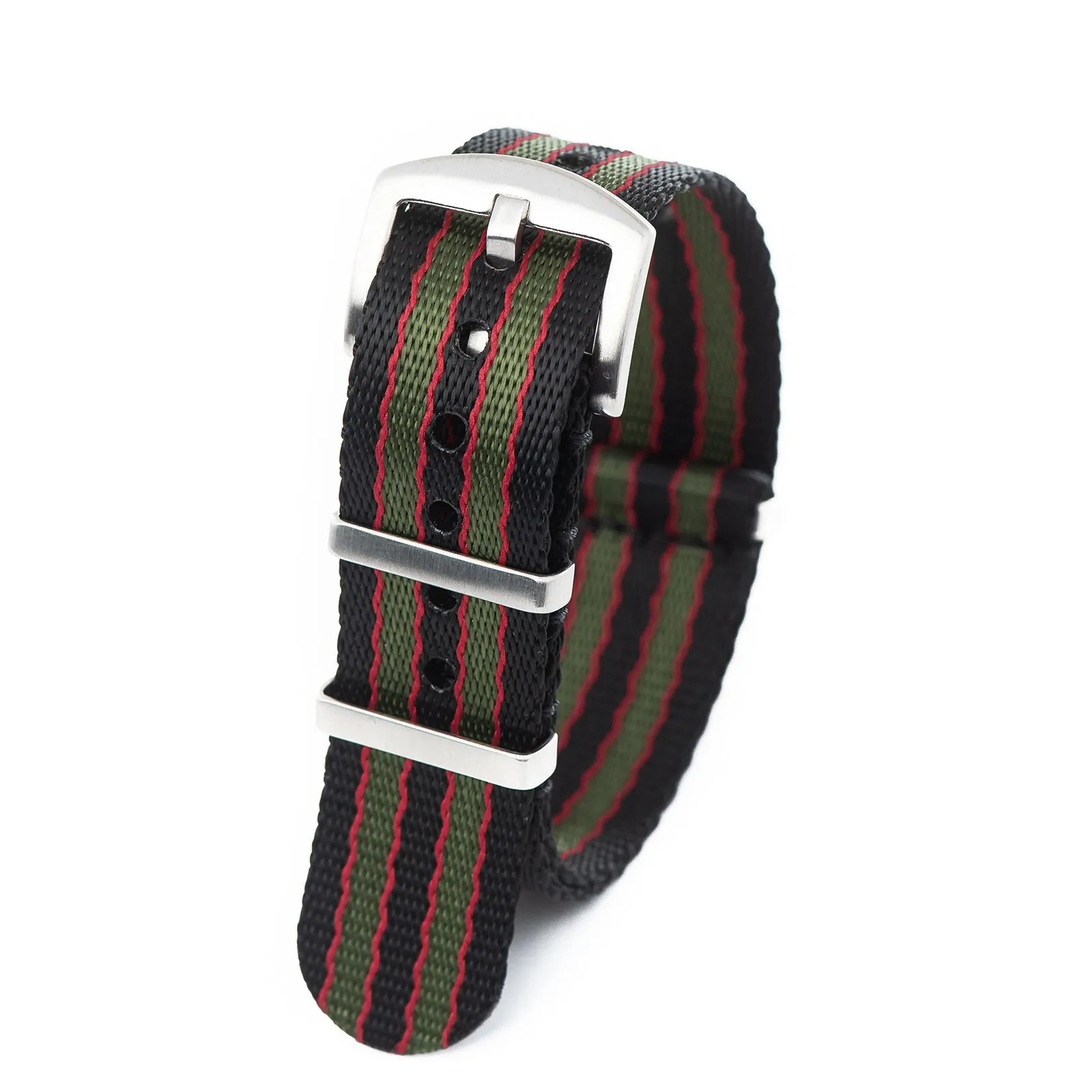 20mm 22mm Seat Belt Nylon Watch Strap - Black Red Green [ James Bond ]