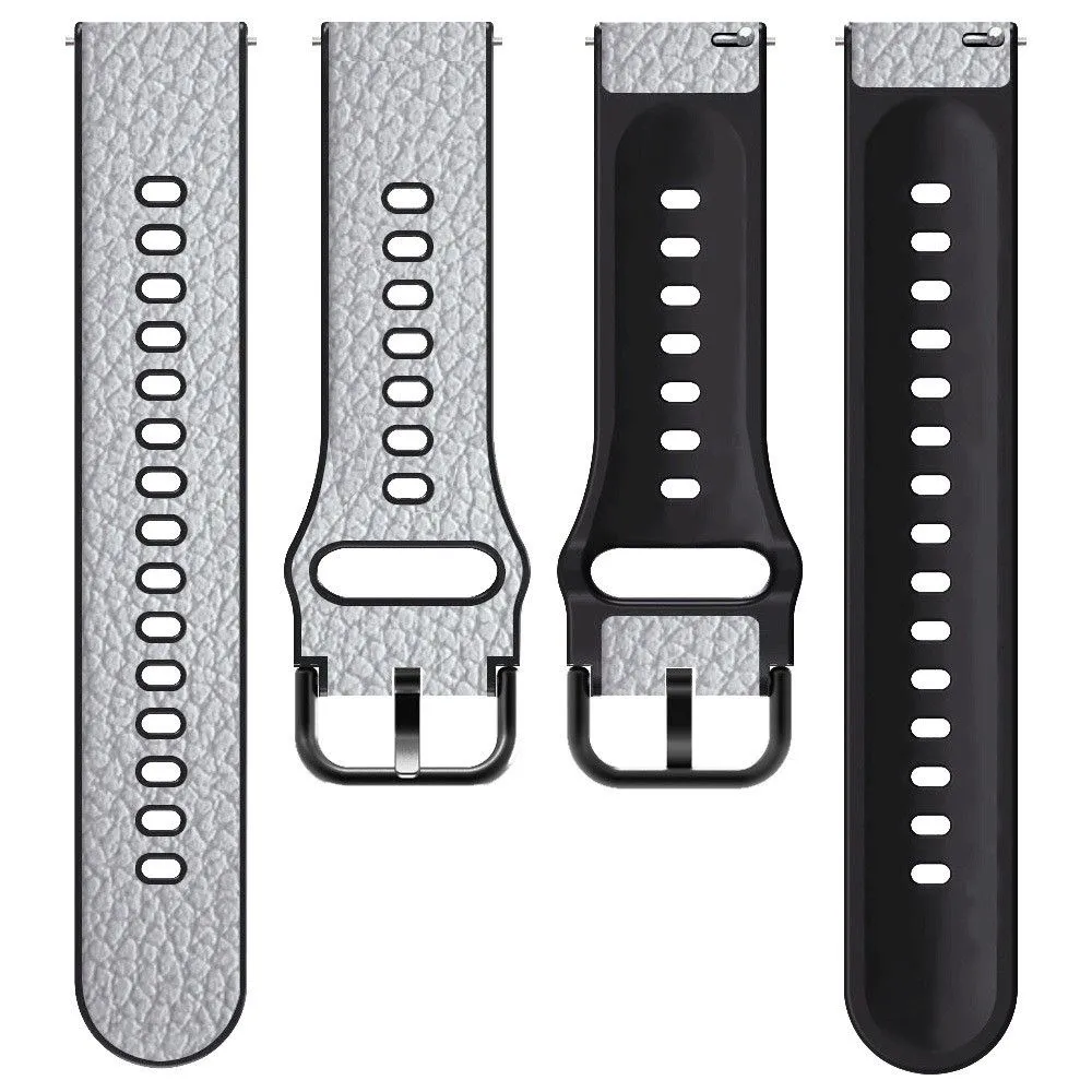 22mm Universal litchi texture leather  watch strap - White