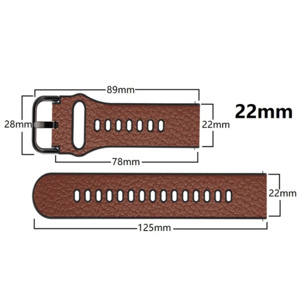 22mm Universal litchi texture leather  watch strap - White