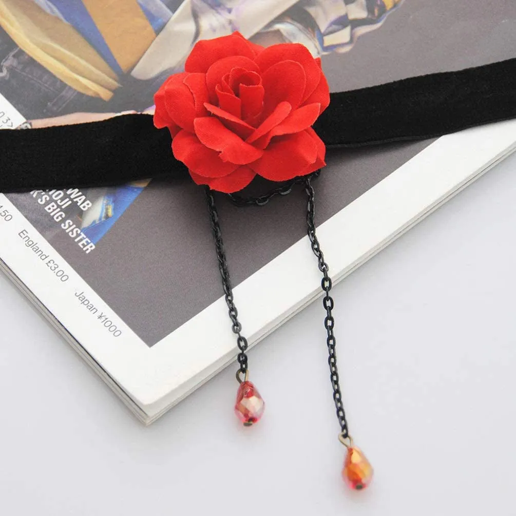 2PCS Rose Flower Choker for Women