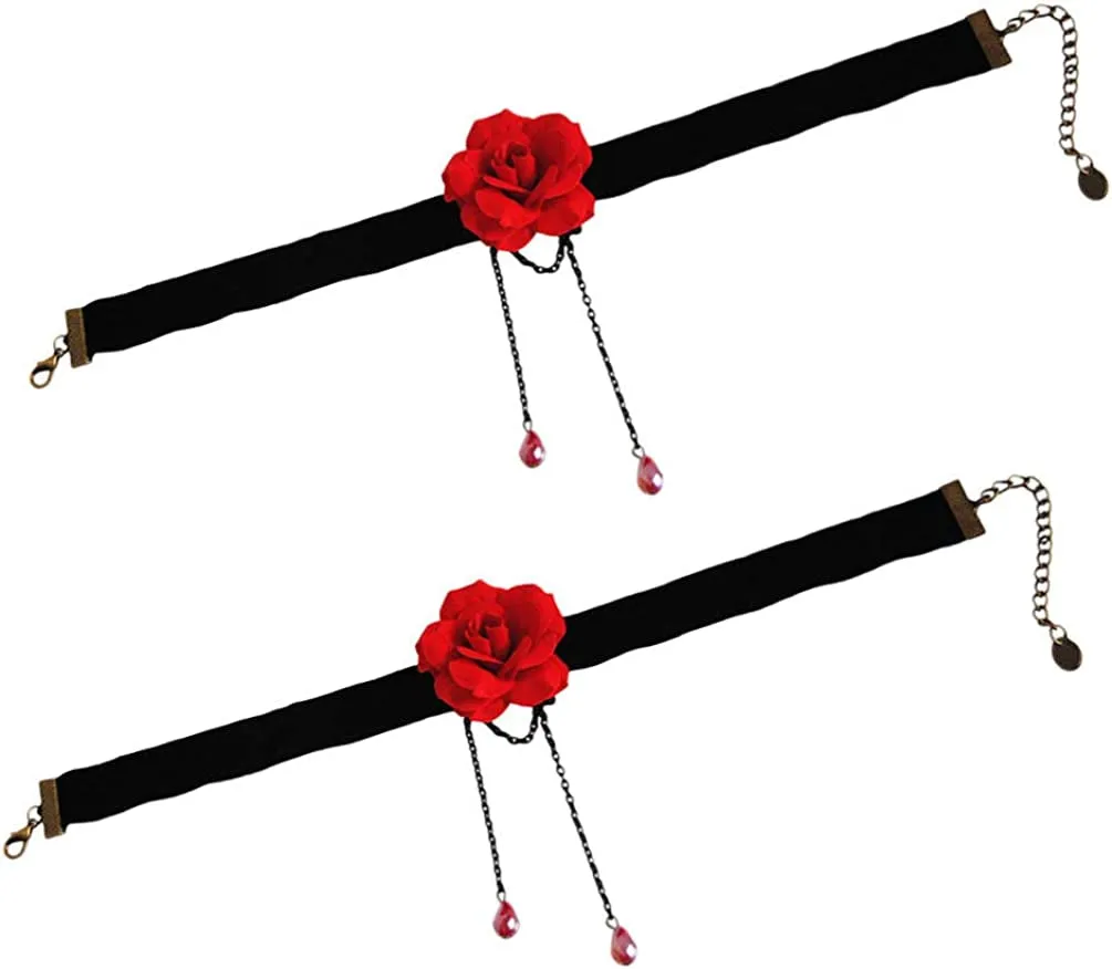 2PCS Rose Flower Choker for Women