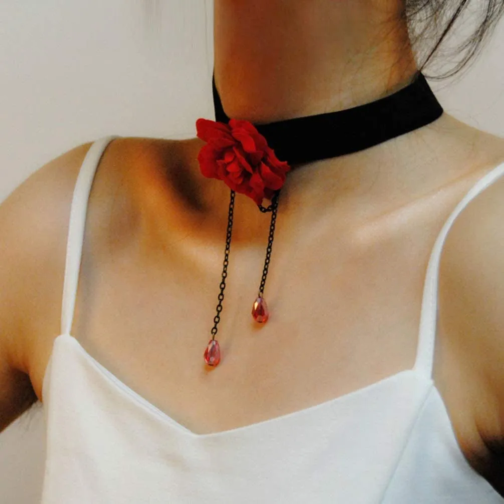 2PCS Rose Flower Choker for Women