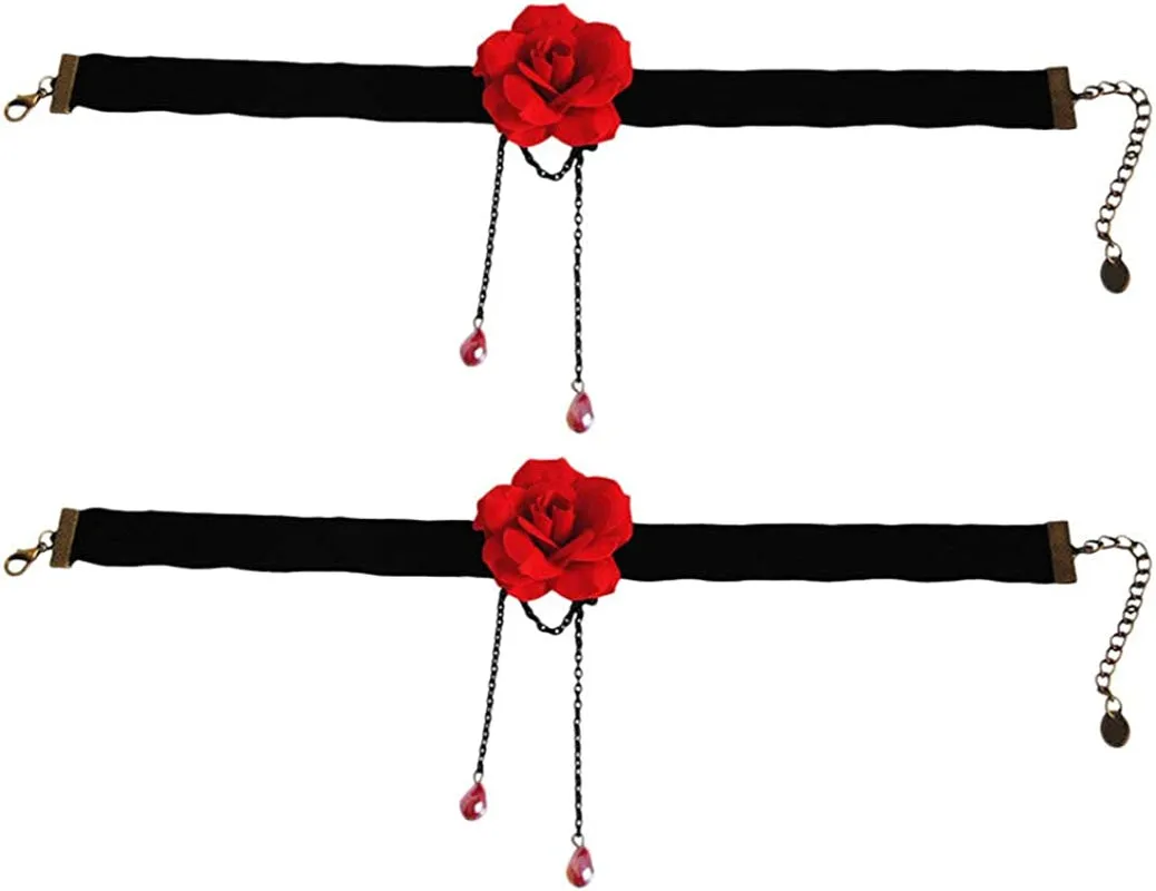 2PCS Rose Flower Choker for Women