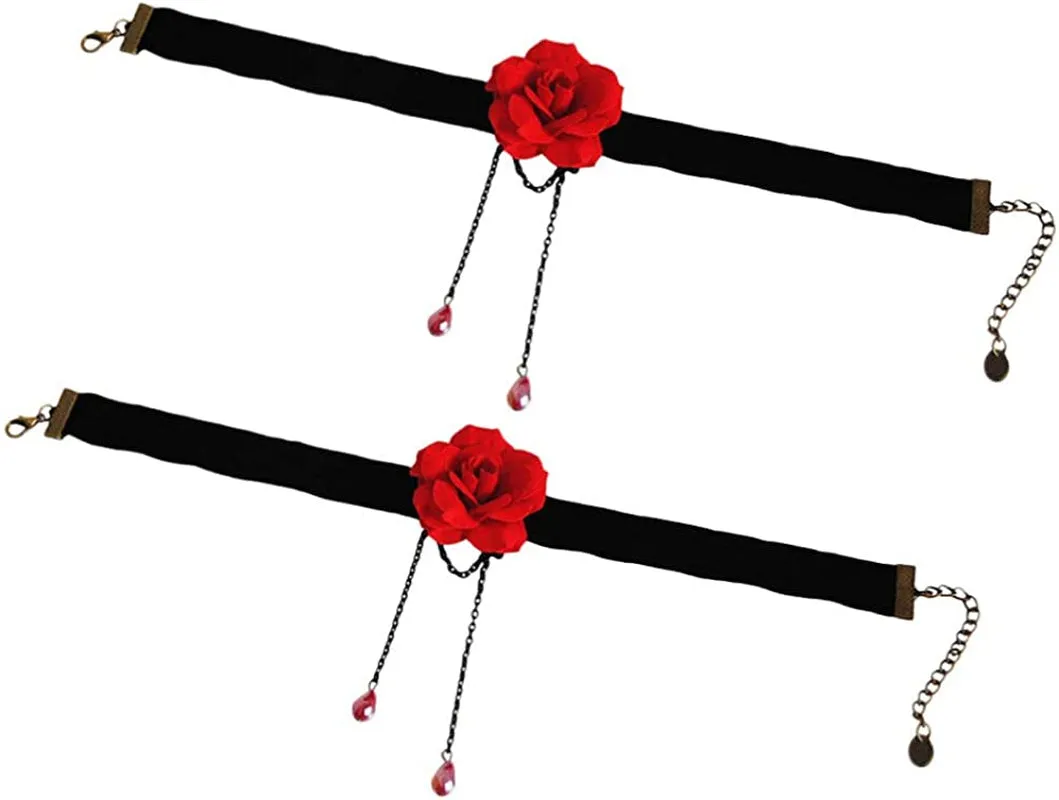 2PCS Rose Flower Choker for Women