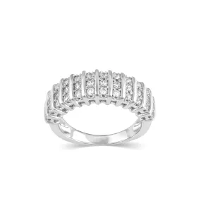 3/4CT TW Diamond Pave Band Anniversary Ring in Sterling Silver