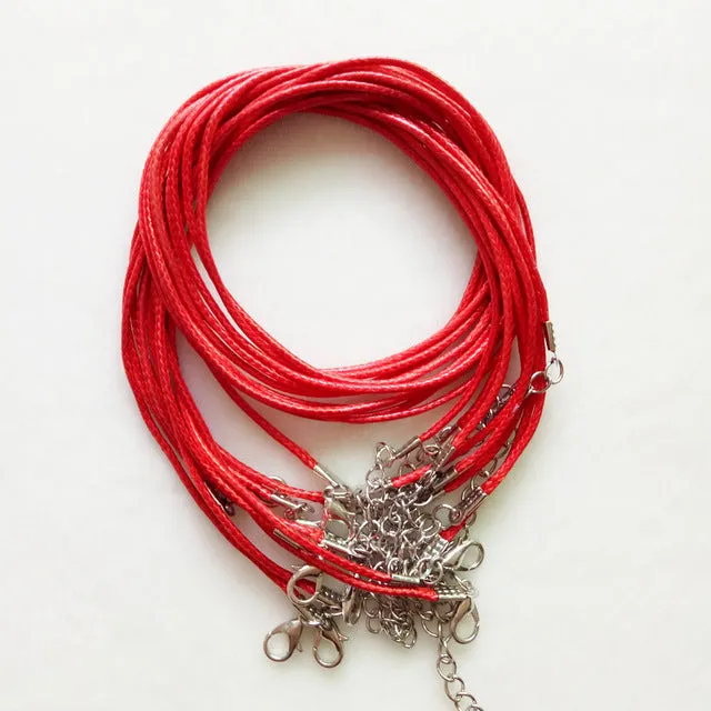 5 PCS/lot 1.5 mm Leather Chains Necklaces Bracelet Pendant Charms With Lobster Clasp DIY Jewelry Findings String Cord Necklace