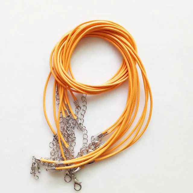 5 PCS/lot 1.5 mm Leather Chains Necklaces Bracelet Pendant Charms With Lobster Clasp DIY Jewelry Findings String Cord Necklace