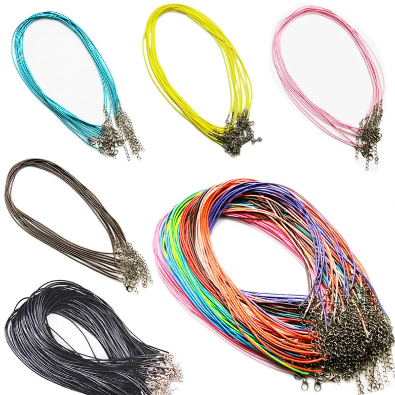 5 PCS/lot 1.5 mm Leather Chains Necklaces Bracelet Pendant Charms With Lobster Clasp DIY Jewelry Findings String Cord Necklace