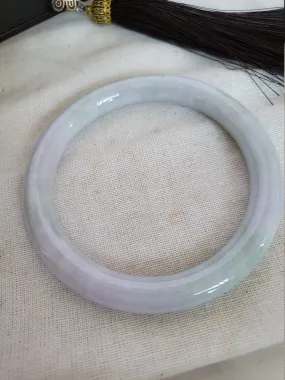 57mm Jade RARE Grade A Exquisite White Light Green Lavender Rainbow Burma Natural Jade Jadeite Round Bangle [Lavender Turquoise Collection]