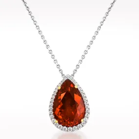 5.96ct Fire Opal And Diamond White Gold Necklace