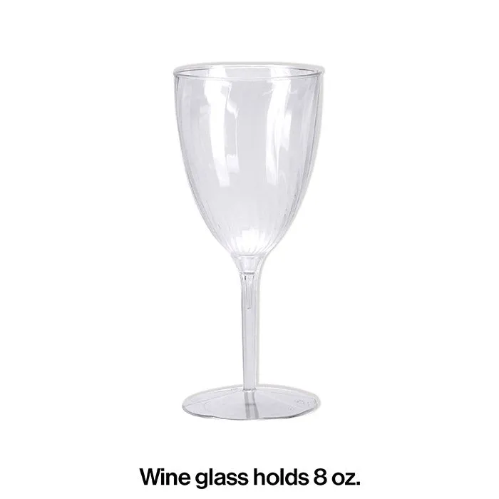 8 Oz Clear Plastic 1-Piece Wine Glasses (8/Pkg)