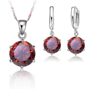 925 Europa Sterling Silver Necklace and Earring Set - 1 Sz - 8 Colors