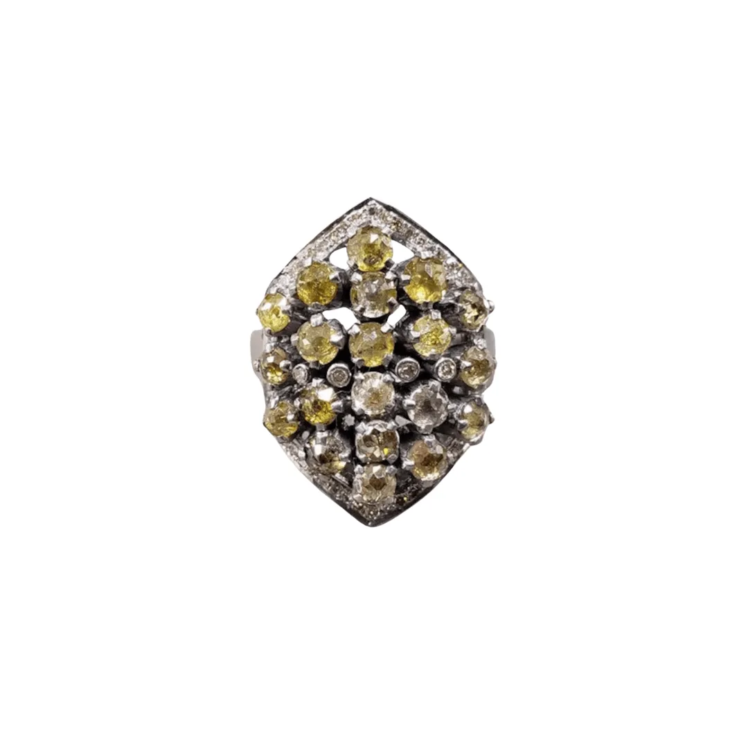 925 Silver Yellow Diamond Ring