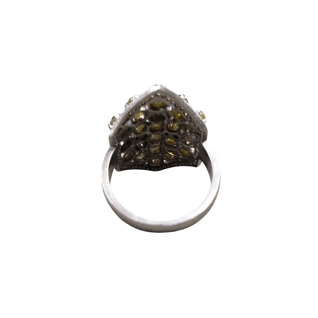 925 Silver Yellow Diamond Ring