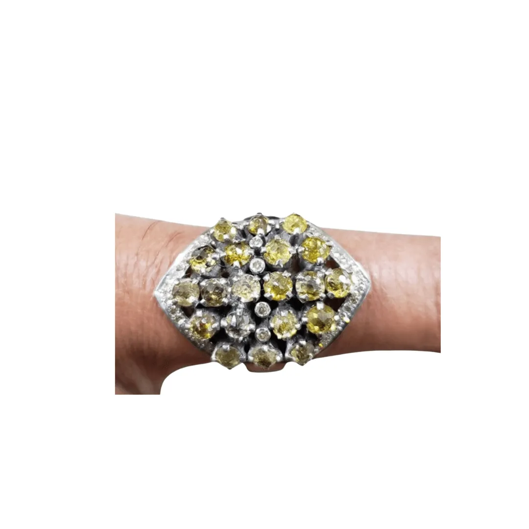 925 Silver Yellow Diamond Ring