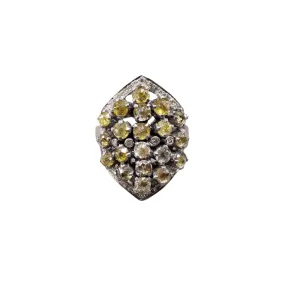 925 Silver Yellow Diamond Ring