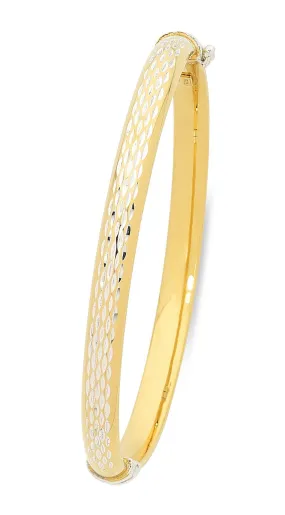 9ct Two Tone Gold Silver Infused Bangle