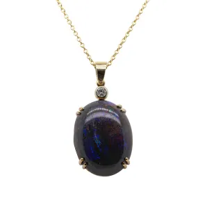 9ct Yellow gold Opal & Diamond Pendant