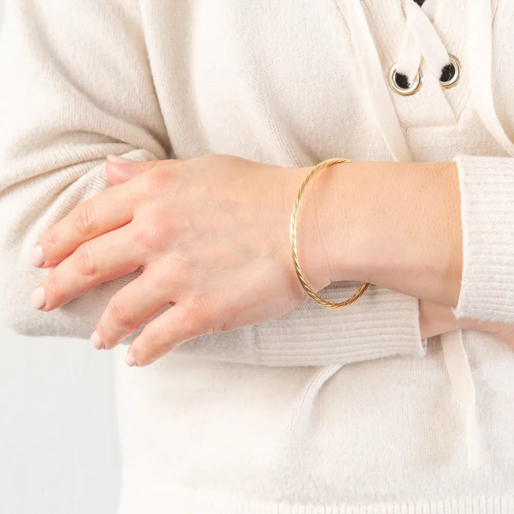 9ct Yellow Gold Silverfilled Twisted 65mm Bangle