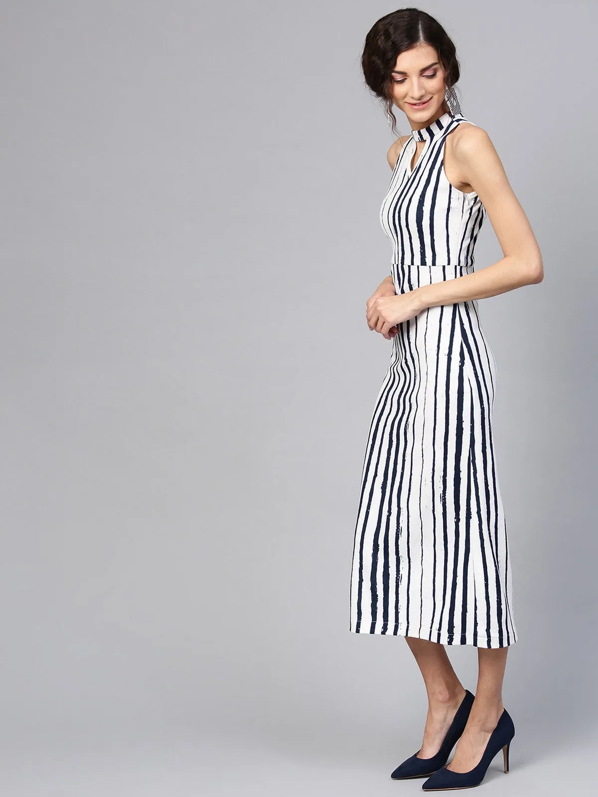 Abstract Stripes Midi Dress