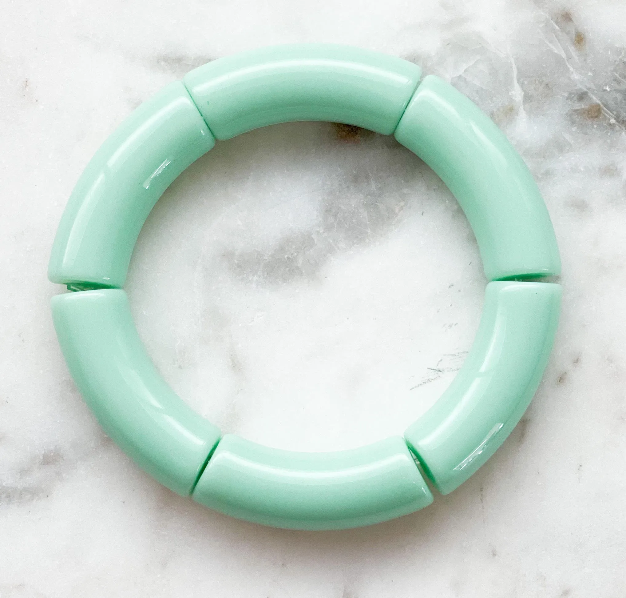 Acrylic Bamboo Bangle Bracelet "Mint Green"