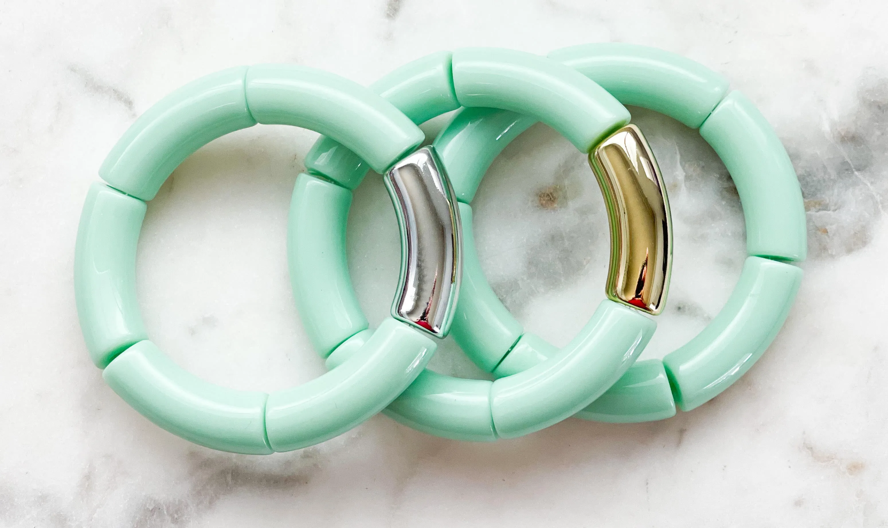 Acrylic Bamboo Bangle Bracelet "Mint Green"