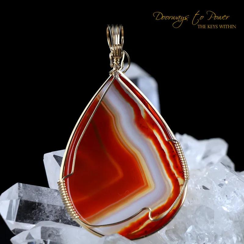 Agate Crystal Pendant 14k 'Living Flame'