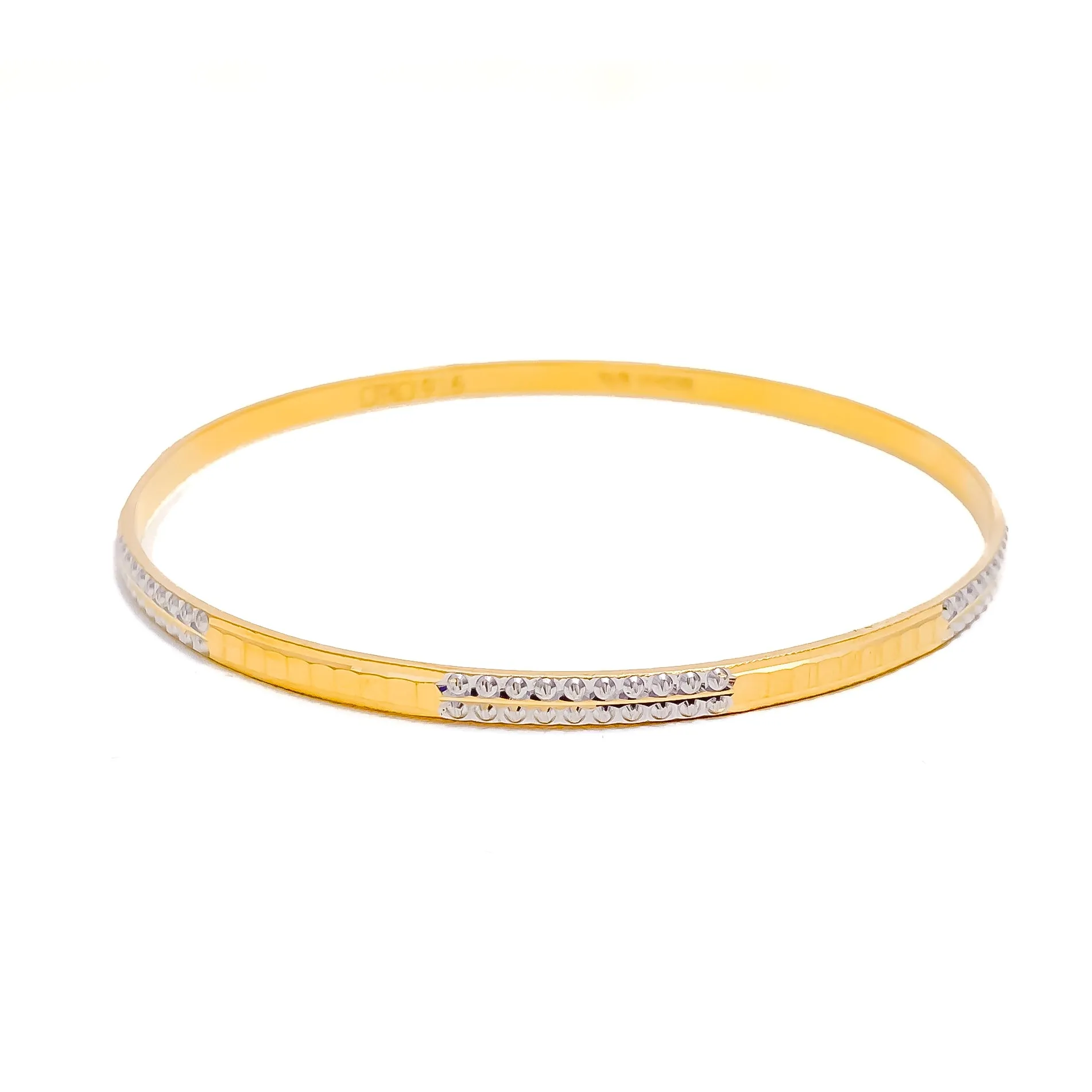 Alternating Glistening Two-Tone 22k Gold Bangle