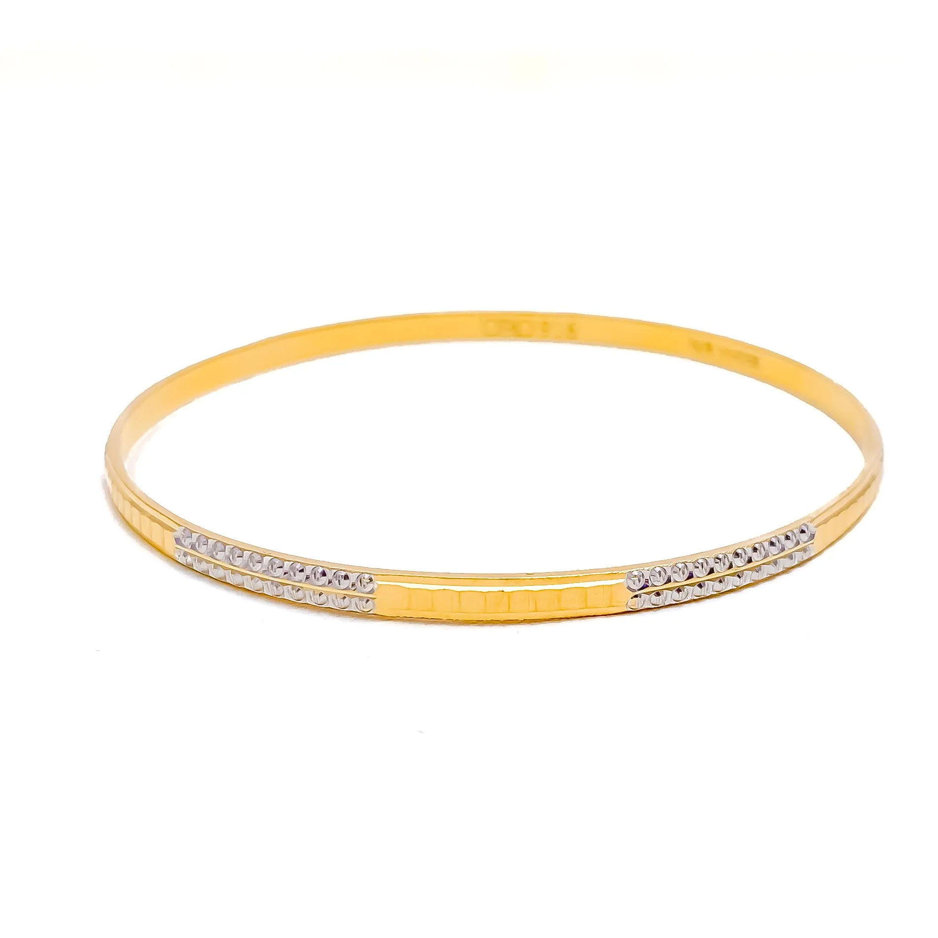 Alternating Glistening Two-Tone 22k Gold Bangle