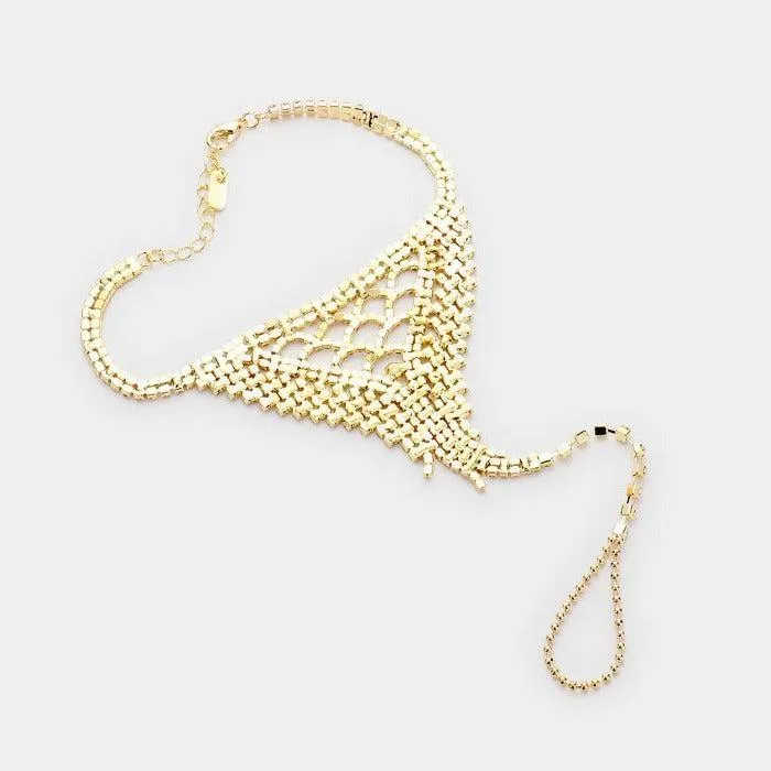 Anklet Clear Rhinestone Gold Net Toe Ring