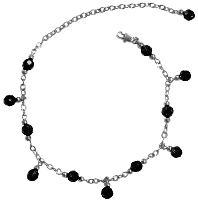 Anklet Silver - Dangling Beads