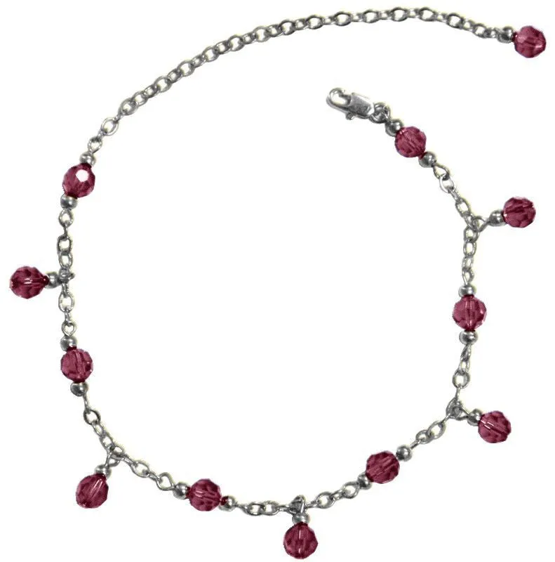 Anklet Silver - Dangling Beads