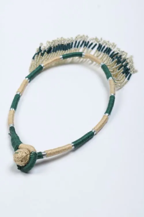 Antarang- Prakriti (Green) Jumki Bead Choker,  100% Cotton. Hand Made By Divyang Rural Women.