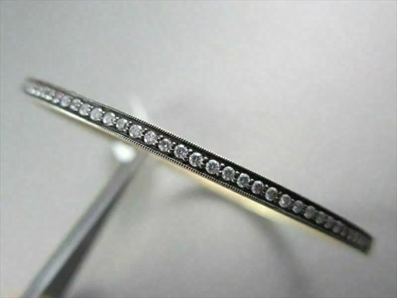 ANTIQUE 3MM 1.45CT DIAMOND 14KT BLACK & YELLOW GOLD BANGLE ONE OF A KIND AMAZING