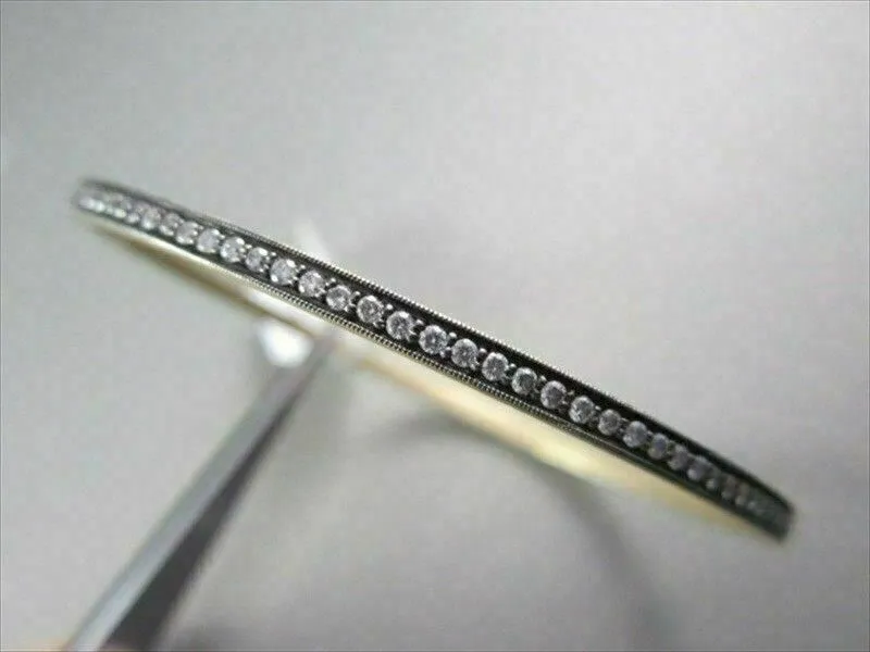 ANTIQUE 3MM 1.45CT DIAMOND 14KT BLACK & YELLOW GOLD BANGLE ONE OF A KIND AMAZING