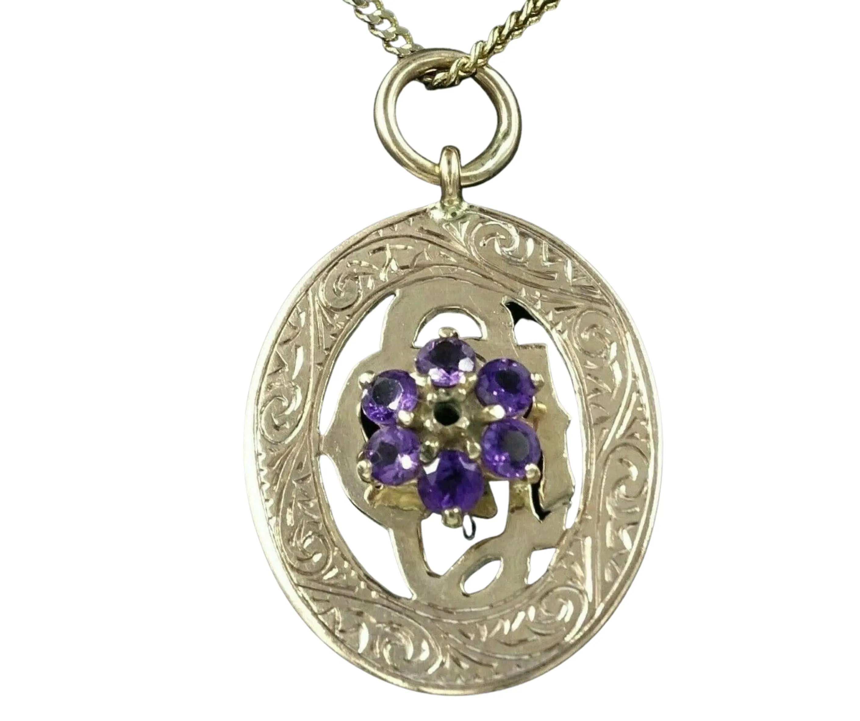 Antique Amethyst 9ct Yellow Gold Suffragette Shield Pendant