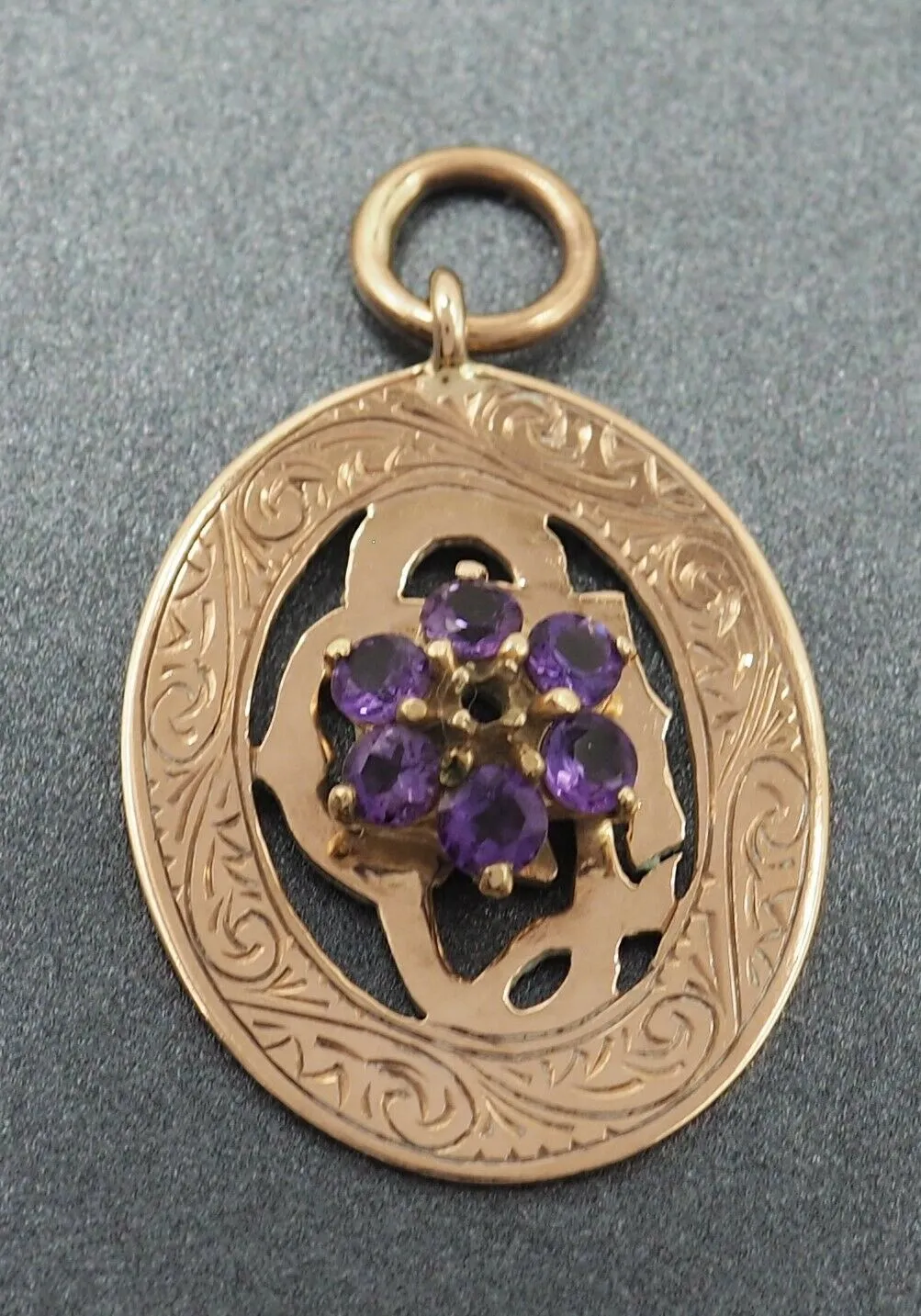 Antique Amethyst 9ct Yellow Gold Suffragette Shield Pendant